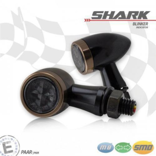SMD Blinker Shark Alu schwarz kupfer getönt Maße: Ø 22 x T 37 mm M8 E geprüft 294000 S K