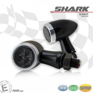 SMD Blinker Shark Alu schwarz silber getönt Maße: Ø 22 x T 37mm M8 E geprüft 294000 S S