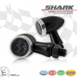 SMD Blinker RL Kombi Shark Alu schwarz silber getönt Maße: Ø 22 x T 37 mm M8 E geprüft 294005 S S