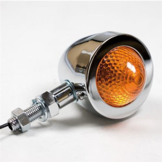 Bullet Blinker ABS verchromt lang gelbes Glas Bolzen M10 E geprüft 294023