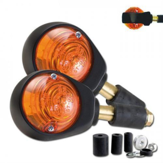 Blinker Ochsenauge mattschwarz 7 8 + 1 Alu Lenker Maße: 53 x 48mm 12V 21W Halo gelb E geprüft 298035