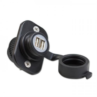 Doppel USB Einbausteckdose 12V DC Sicherung 2A Einbaurahmen für Karosserie Kabellänge 120cm 349046