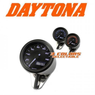 Daytona Digitaltacho Velona Ø 48mm 140 km h Tacho Uhr Voltanz. Trip blau org wei.Bel. E gepr. 361431
