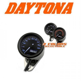 Daytona Digitaltacho Velona Ø 48mm 200 km h Tacho Uhr Voltanz. Trip blau ora wei.Bel. E gepr. 361432
