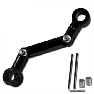 Adapter Bremsbehälter schwarz elox. Aluminium 2 Fach 180° und Verschraubung 360° verstellbar 395050