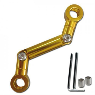 Adapter Bremsbehälter gold eloxiert Aluminium 2 Fach 180° und Verschraubung 360° verstellbar 395051