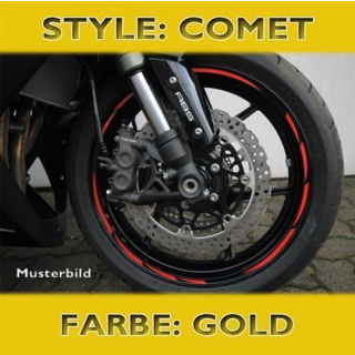 Felgenrandaufkleber Comet gold 7 mm breit vorgeformt für 16 19 Zoll Felgen 450230