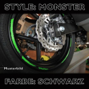 Felgenrandaufkleber Monster schwarz 7 mm breit vorgeformt...