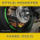 Felgenrandaufkleber Monster gold 7 mm breit vorgeformt...
