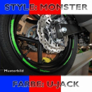 Felgenrandaufkleber Monster U Jack 7 mm breit vorgeformt...