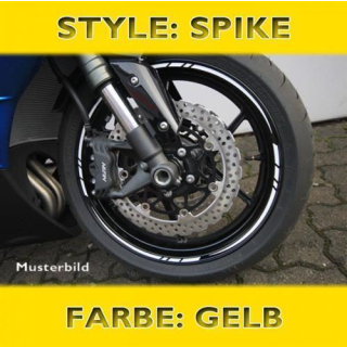 Felgenrandaufkleber Spike gelb 7 mm breit vorgeformt für 16 19 Zoll Felgen 450262