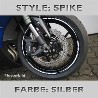 Felgenrandaufkleber Spike silber 7 mm breit vorgeformt für 16 19 Zoll Felgen 450264