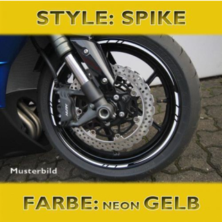 Felgenrandaufkleber Spike neon gelb 7 mm breit vorgeformt für 16 19 Zoll Felgen 450269