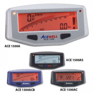 Acewell Digitalinstrument carbon blau Tachometer Tacho Drehzahlmesser Uhr Tankanzeige orange Bel. ACE 1500ACB
