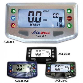Acewell Digitalinstrument schwarz Tacho Tank Uhr Kontrollleuchten grau blaue Bele. ACE 254S