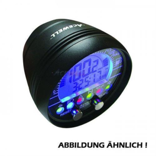 Acewell Digitalinstrument alu schwarz Aufbau Tacho Drehzahlmesser Uhr ACE 2866AS