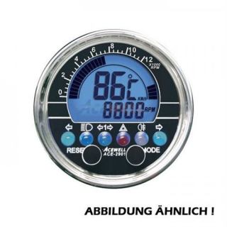 Acewell Digitalinstrument alu poliert Kein Tacho Aufbau Drehzahlmesser Uhr Temperatur ACE 2901AP