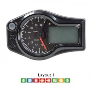 Acewell Digitalinstrument schwarz LO1 Tachometer Tacho Drehzahlmesser 9000 RPM Uhr Tankanzeige ACE 6454 HB