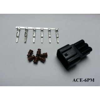 Acewell Wasserdichter 6er Stecker ACEWELL männlich schw. +++ Steckersatz ist mit Dichtungen und Pins +++ ACE 6PM