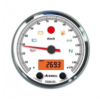 Acewell Digitalinstrument mit Zeiger für Tachometer 150 Km h GH chrom ZB weiß ACE CA085153ACW