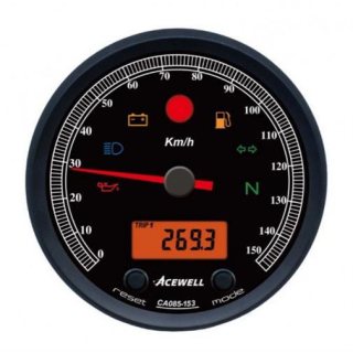 Acewell Digitalinstrument mit Zeiger für Tachometer 150 Km h GH schwarz ZB schwarz ACE CA085153ASB