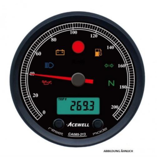 Acewell Digitalinstrument mit Zeiger für Tachometer 210 Km h GH chrom ZB schwarz ACE CA085213ACB