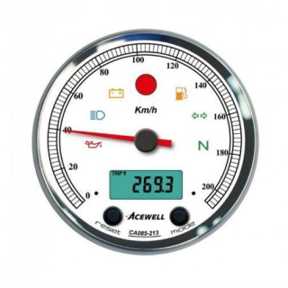 Acewell Digitalinstrument mit Zeiger für Tachometer 210 Km h GH chrom ZB weiß ACE CA085213ACW