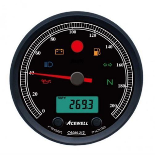 Acewell Digitalinstrument mit Zeiger für Tachometer 210 Km h GH schwarz ZB schwarz ACE CA085213ASB