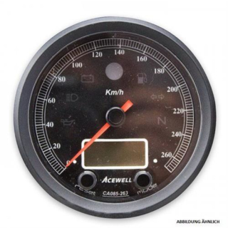 Acewell Digitalinstrument mit Zeiger für Tachometer 260 Km h GH chrom ZB schwarz ACE CA085263ACB