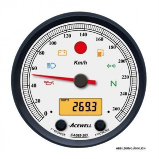 Acewell Digitalinstrument mit Zeiger für Tachometer 260 Km h GH chrom ZB weiß ACE CA085263ACW