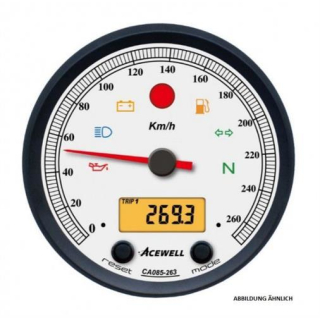 Acewell Digitalinstrument mit Zeiger für Tachometer 260 Km h GH chrom ZB weiß ACE CA085263ACW