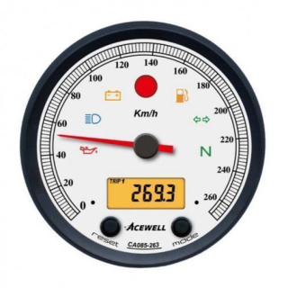 Acewell Digitalinstrument mit Zeiger für Tachometer 260 Km h GH schwarz ZB weiß ACE CA085263ASW