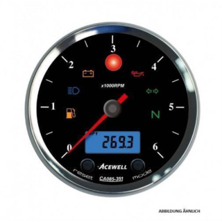 Acewell Digitalinstrument mit Zeiger für Drehzahlmesser 6000rpm GH schwarz ZB schwarz ACE CA085351ASB
