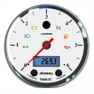 Acewell Digitalinstrument mit Zeiger für Drehzahlmesser 6000rpm GH schwarz ZB weiß ACE CA085351ASW