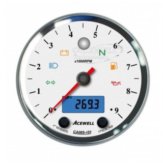 Acewell Digitalinstrument mit Zeiger für Drehzahlmesser 9000rpm GH chrom ZB weiß ACE CA085451ACW