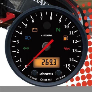 Acewell Digitalinstrument mit Zeiger für Drehzahlmesser 15000rpm GH schwarz ZB schwarz ACE CA085651ASB