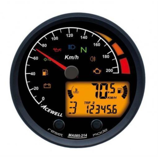 Acewell Digitalinstrument mit Zeiger für Tachometer 210 Km h GH schwarz ZB schwarz ACE MA085214ASB