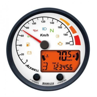 Acewell Digitalinstrument mit Zeiger für Tachometer 210 Km h GH schwarz ZB weiß ACE MA085214ASW