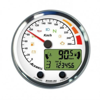 Acewell Digitalinstrument mit Zeiger für Tachometer 260 Km h GH chrom ZB weiß ACE MA085264ACW