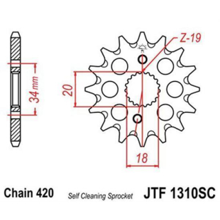 Ritzel 14Z  |  420 Feinverz. Innen Ø 18/20, JTF1310.14SC