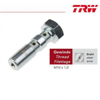 TRW,Doppelhohlschraube M10x1,0 / Chrom / Stahl, MCH971C