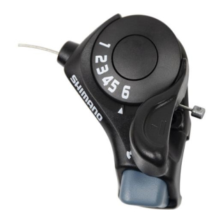 SHIMANO Daumenschalter TOURNEY SL-TX30, Rechts, 6-fach, Schelle, Schwarz/Silber, Inkl. Z E-SLTX30R6AT