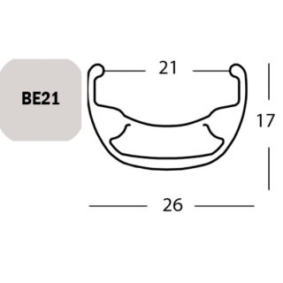 Exal FELGE BE 21, 26" 36L SCHW 21-559 VL:6,5MM EINFACHOESEN FA003451011