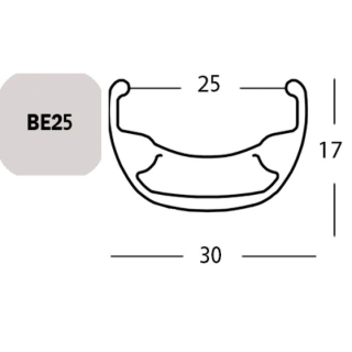 Exal FELGE BE 25, 27,5" 36L SCHW 25-584 VL:6,5MM EINFACHOESEN FA003451020