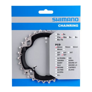 SHIMANO Kettenblätter DEORE FC-M6000-3, 30 Zähne (AN), 96 mm, Schwarz, Aluminium/Glasfas Y-1WC98010