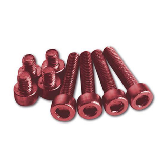 Aluschrauben Set rot eloxiert, 4 x M5 x 30 mm, 4 x M5 x 9 mm, 160-052