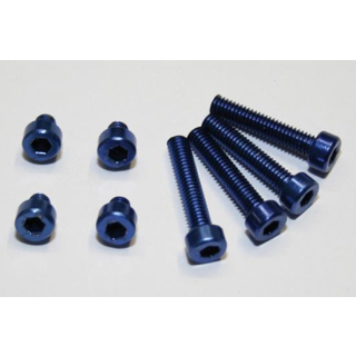 Aluschrauben Set M4 blau eloxiert, 4 x M4 x 23,5 mm, 4 x M4 x 6,5 mm, 160-063