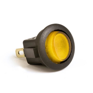 An/Aus-Schalter zum Festklemmen mit Licht, gelb, D=23 mm, für Einbau in Armatur, 12V 16A., 240-035