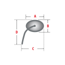Chromspiegel NAKED BIKE, M10 x 1.25 mm Rechts- oder Linksgewinde, für linke und rechte Seite verwendbar, E-geprüft, 301-305