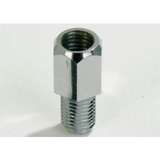 Spiegeladapter chrom, von Loch M 8 Rechtsgewinde auf Bolzen M 8 Linksgewinde., 305-071